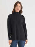 Pin Tuck Mock Neck Tunic