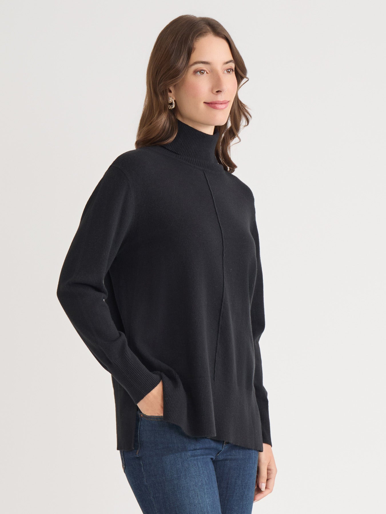 Pin Tuck Mock Neck Tunic