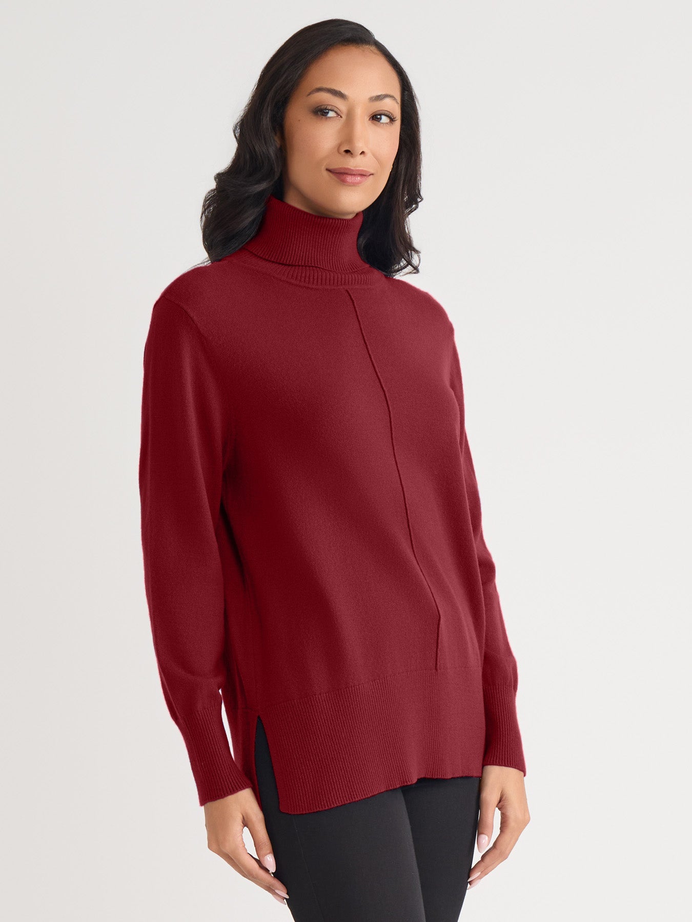 Pin Tuck Mock Neck Tunic