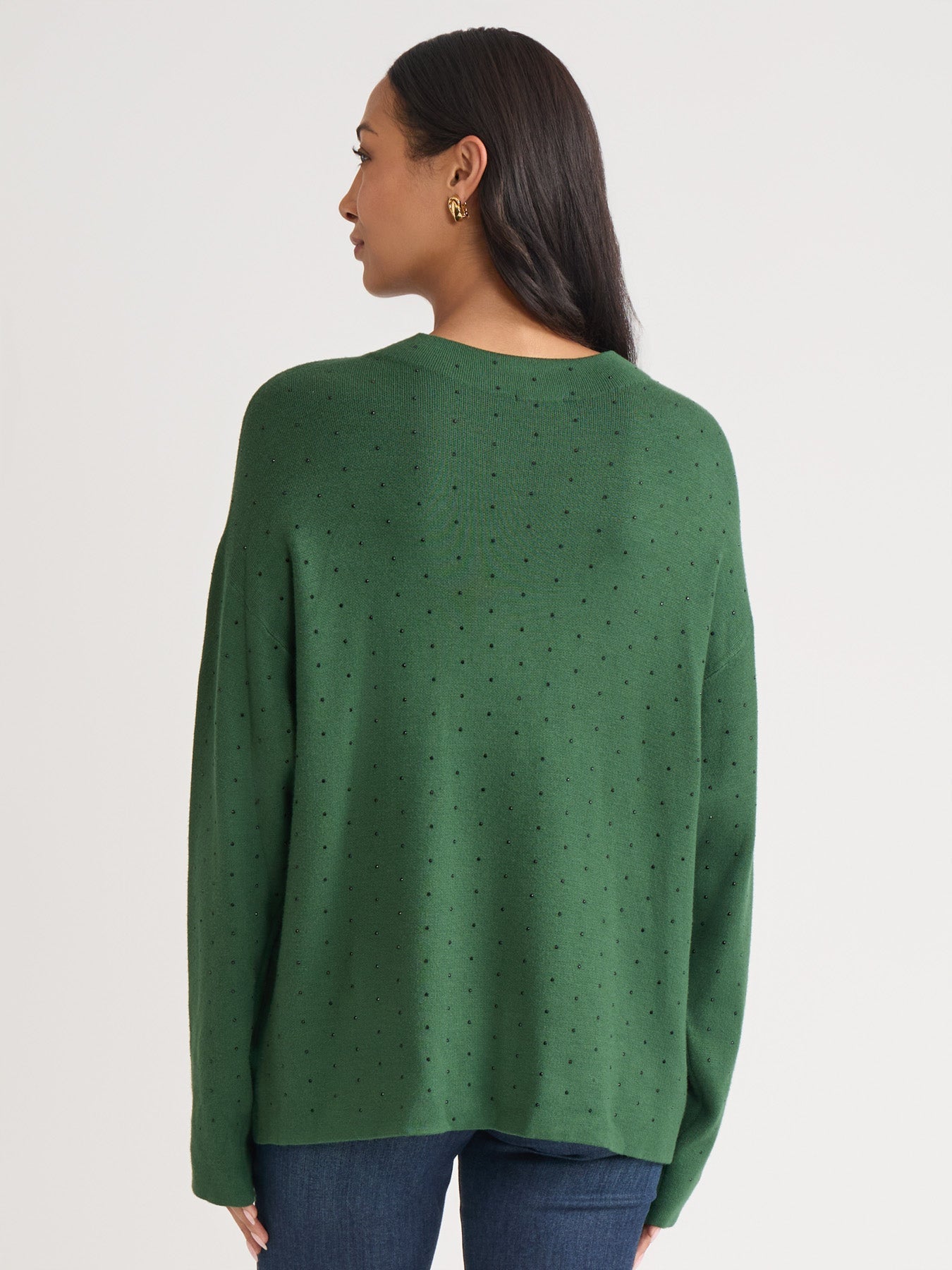 Funnel Neck Studded Accent Sweater