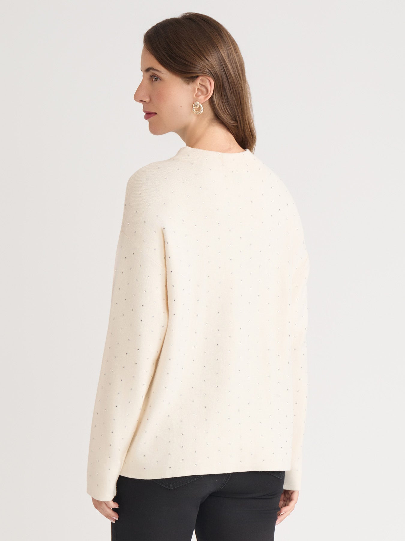 Funnel Neck Studded Accent Sweater