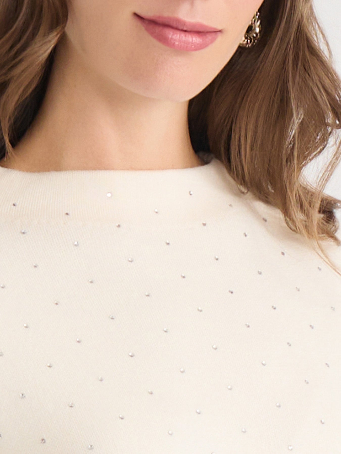 Funnel Neck Studded Accent Sweater
