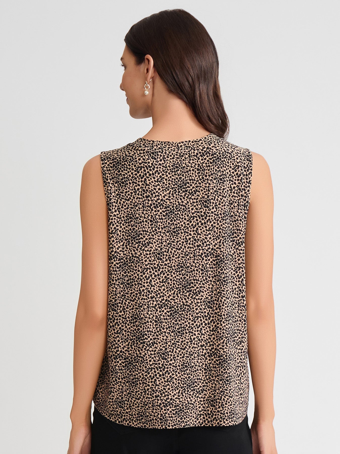 Sleeveless V-Neck Pleat Front Blouse