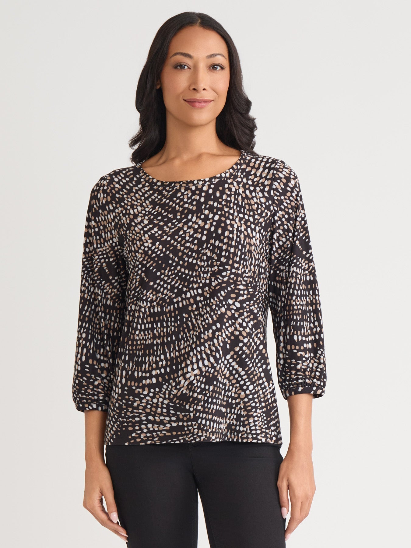 Petite Puff Sleeve Crew Neck Top