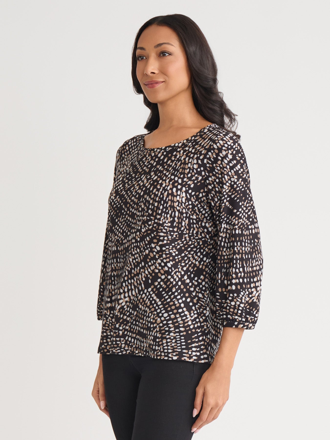 Petite Puff Sleeve Crew Neck Top