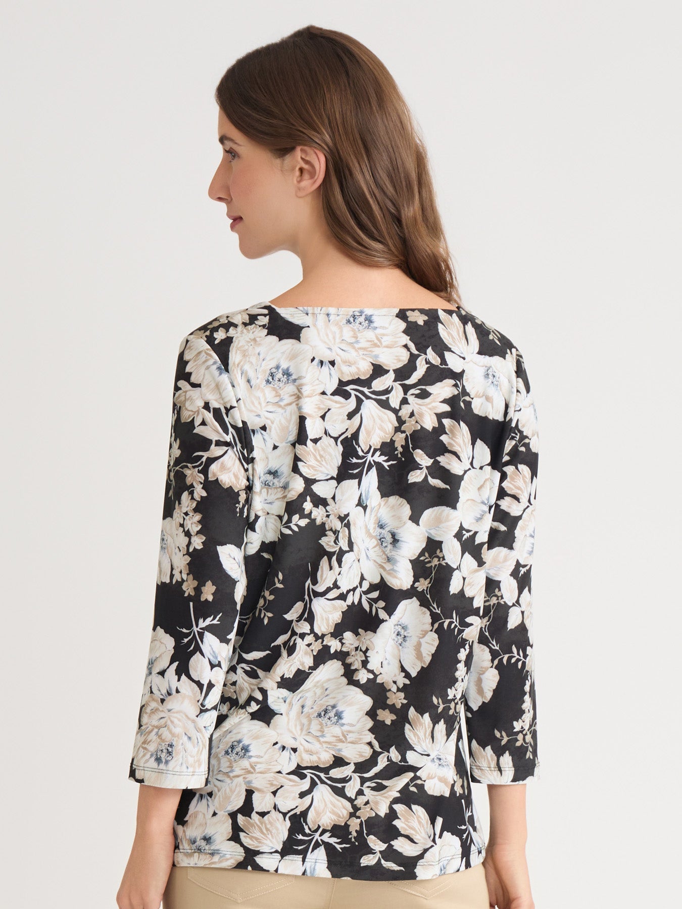 Petite Floral Square Neck Top, Everyday Knit