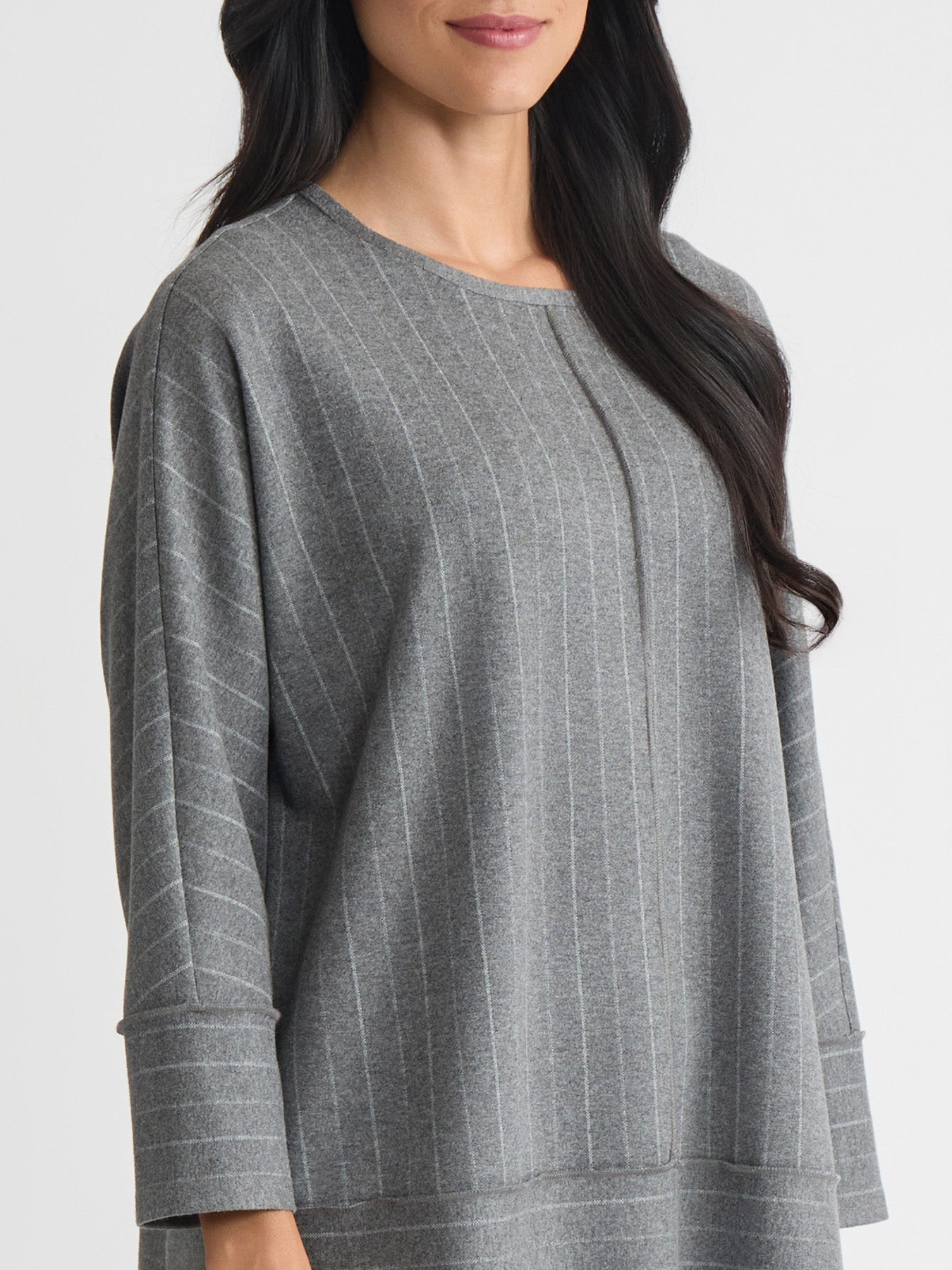 Petite Seam Detail Dolman Tunic, Heather Pinstripe