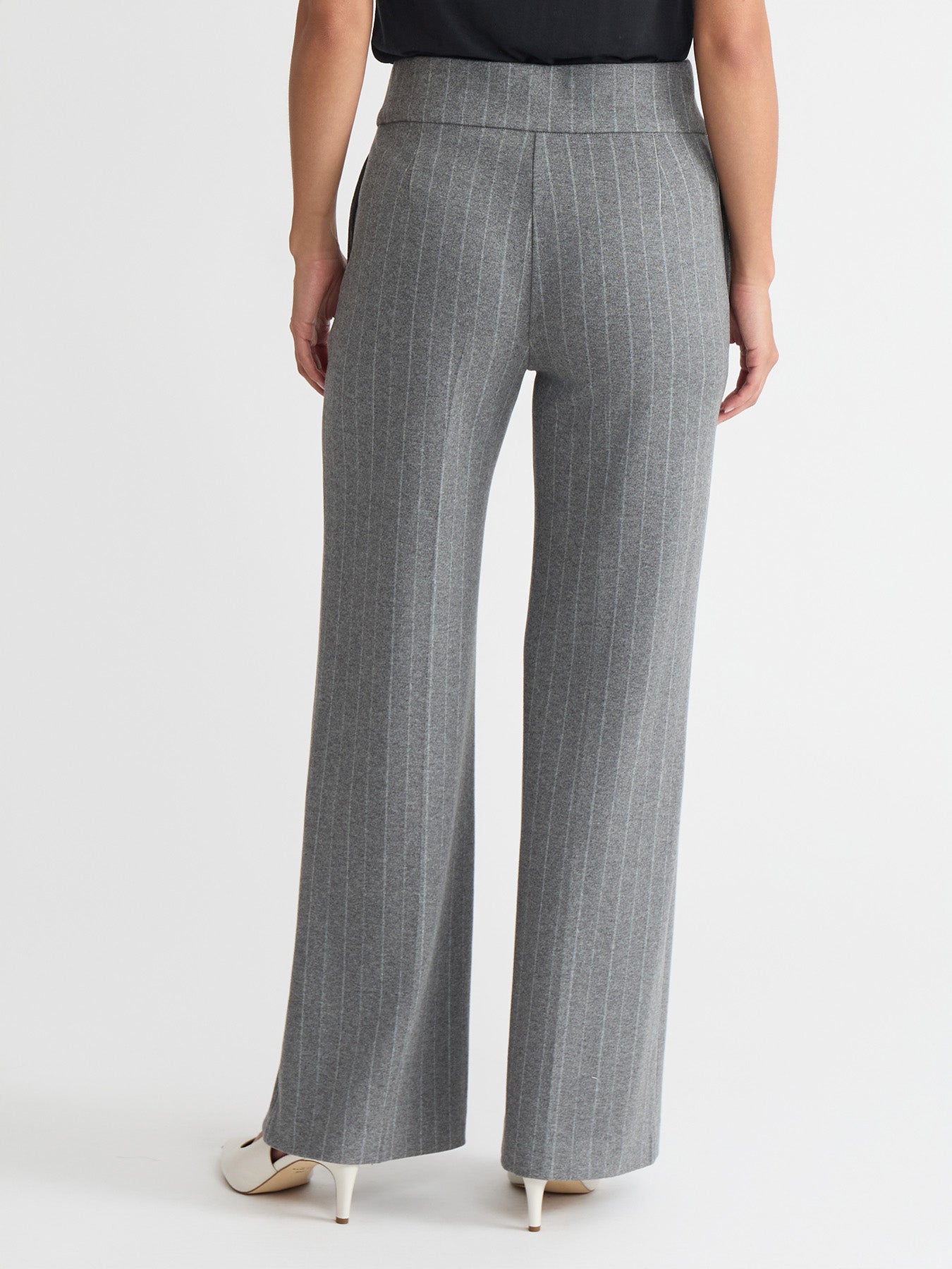 Petite Pull-On Wide Leg Trouser, Pinstripe