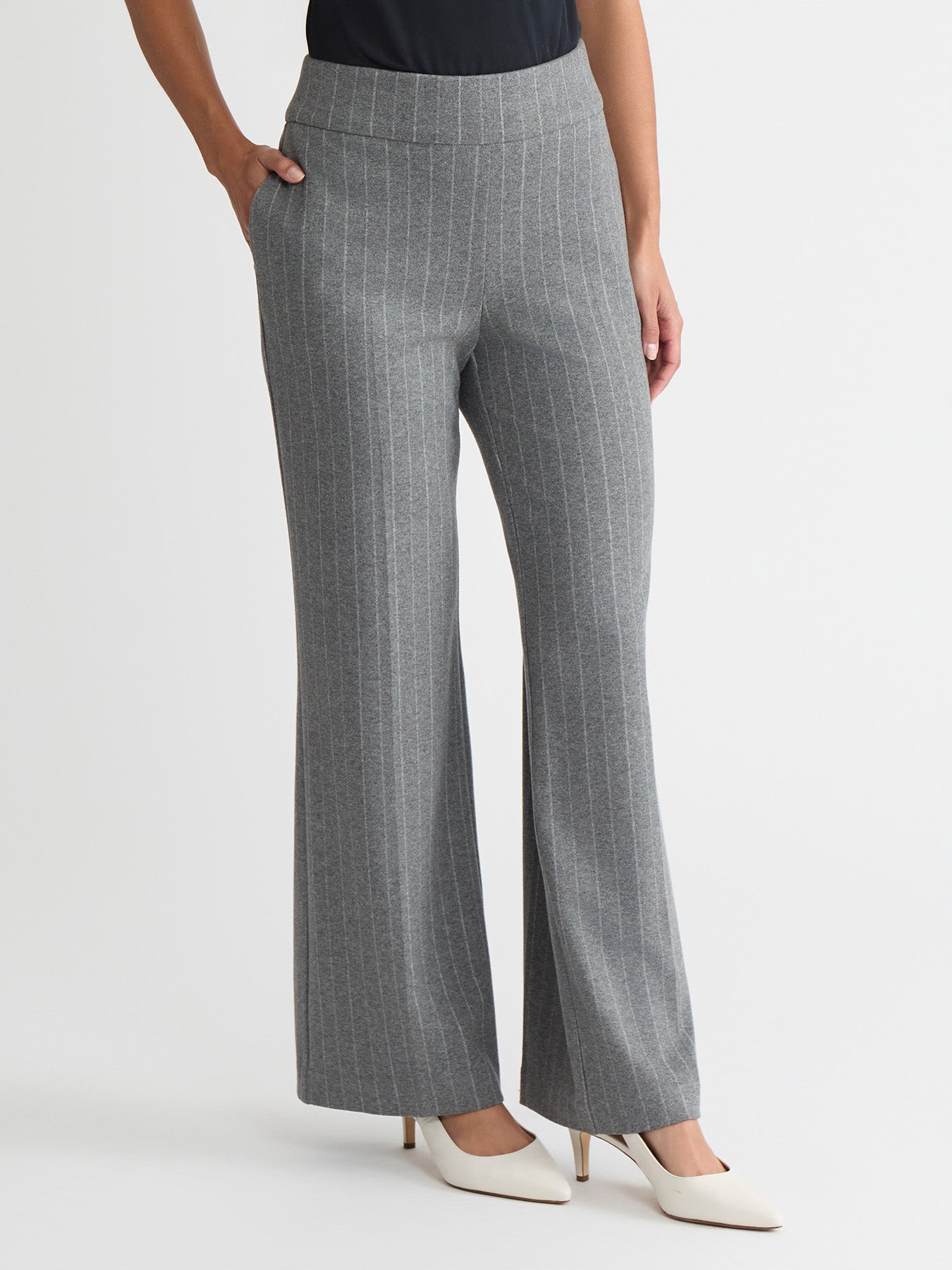 Pull-On Wide Leg Trouser, Pinstripe