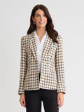 Petite Faux Double Breasted Jacket, Tweed Houndstooth