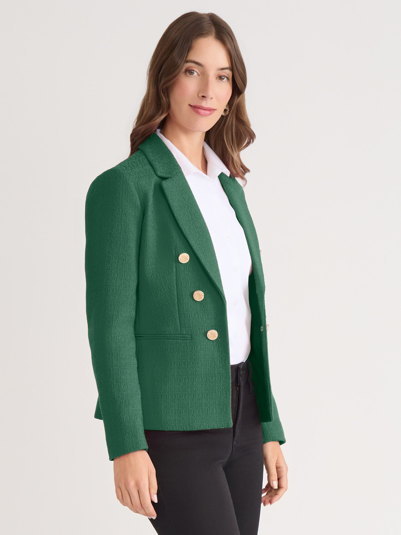 Petite Faux Double Breasted Blazer, Boucle Tweed