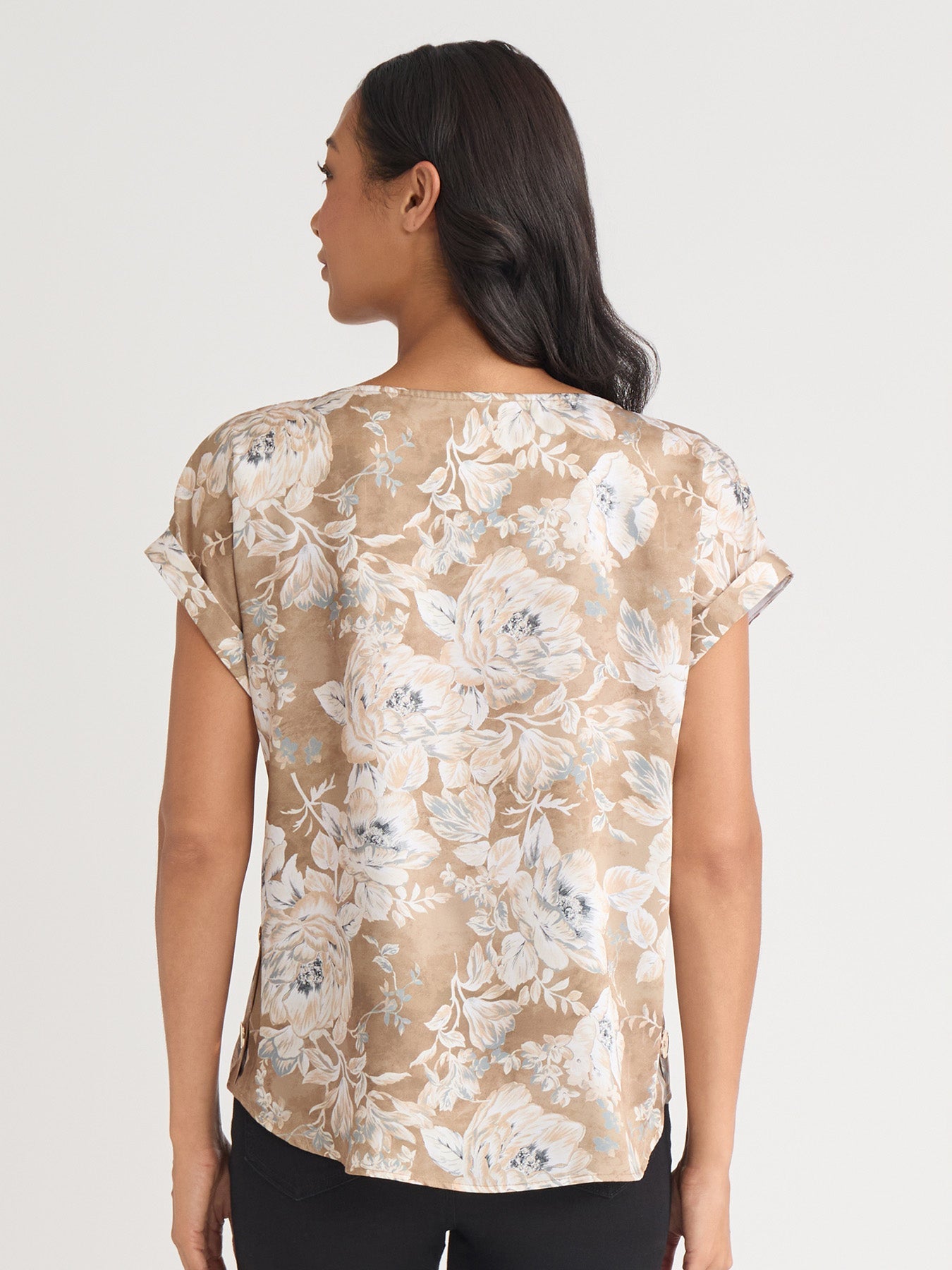 Side Button Blouse, Hammered Satin