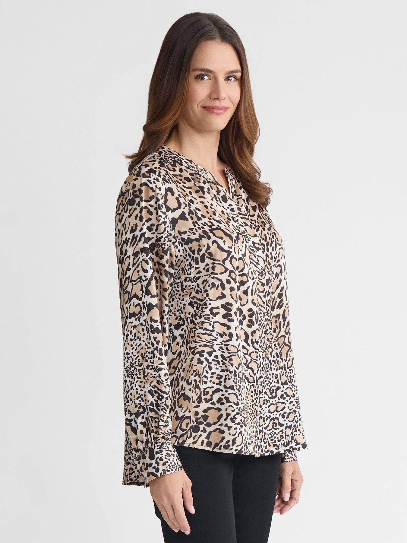 Long Sleeve Popover, Flat Satin
