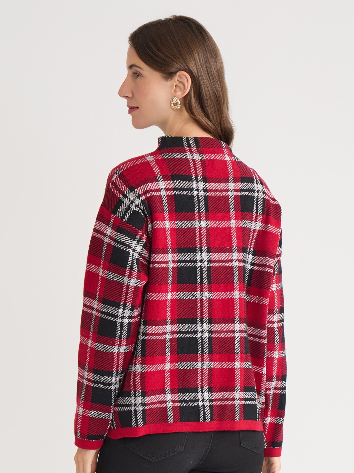 Plaid Mock Neck Sweater