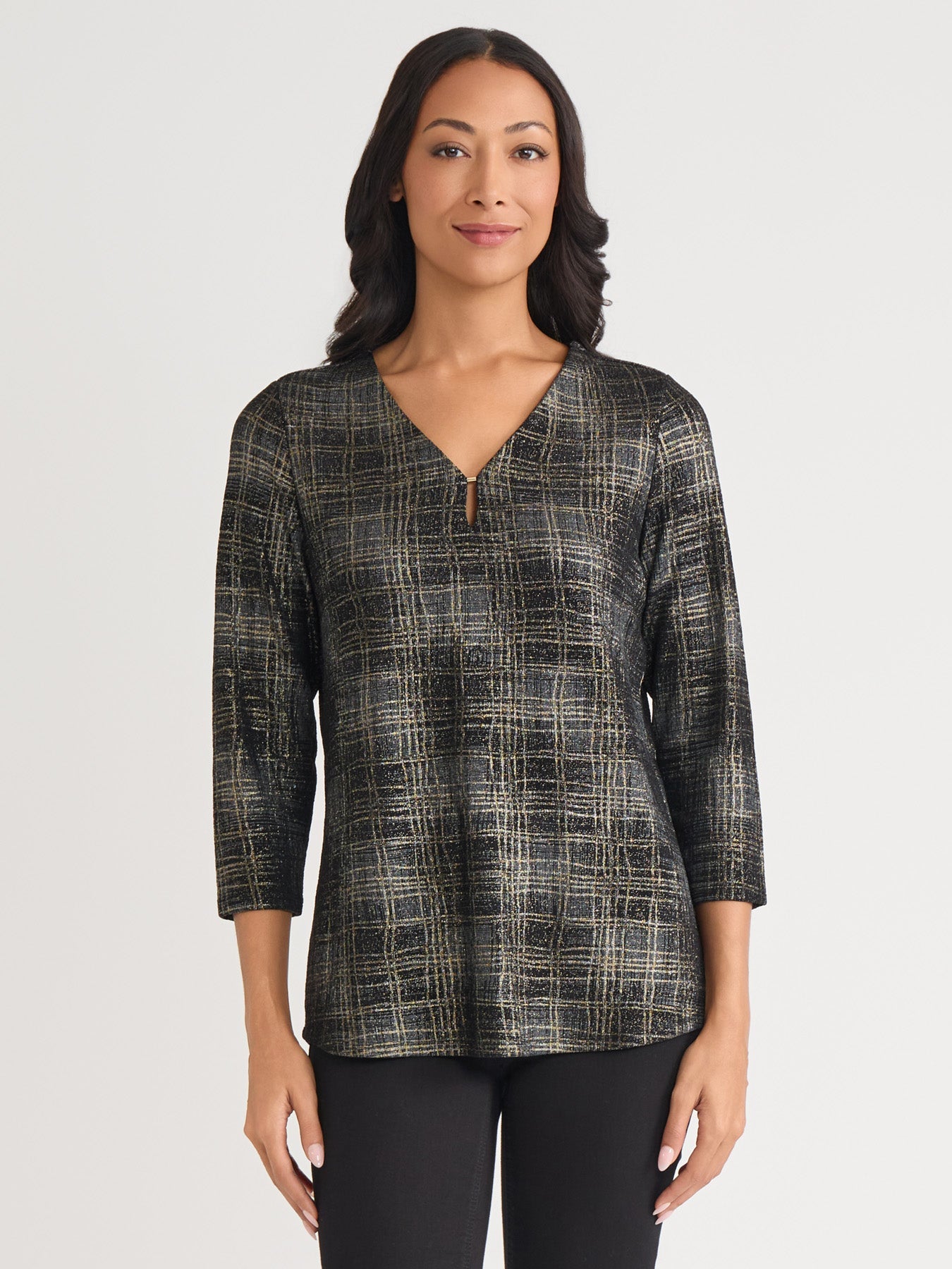 Shimmer Keyhole Neckline Top