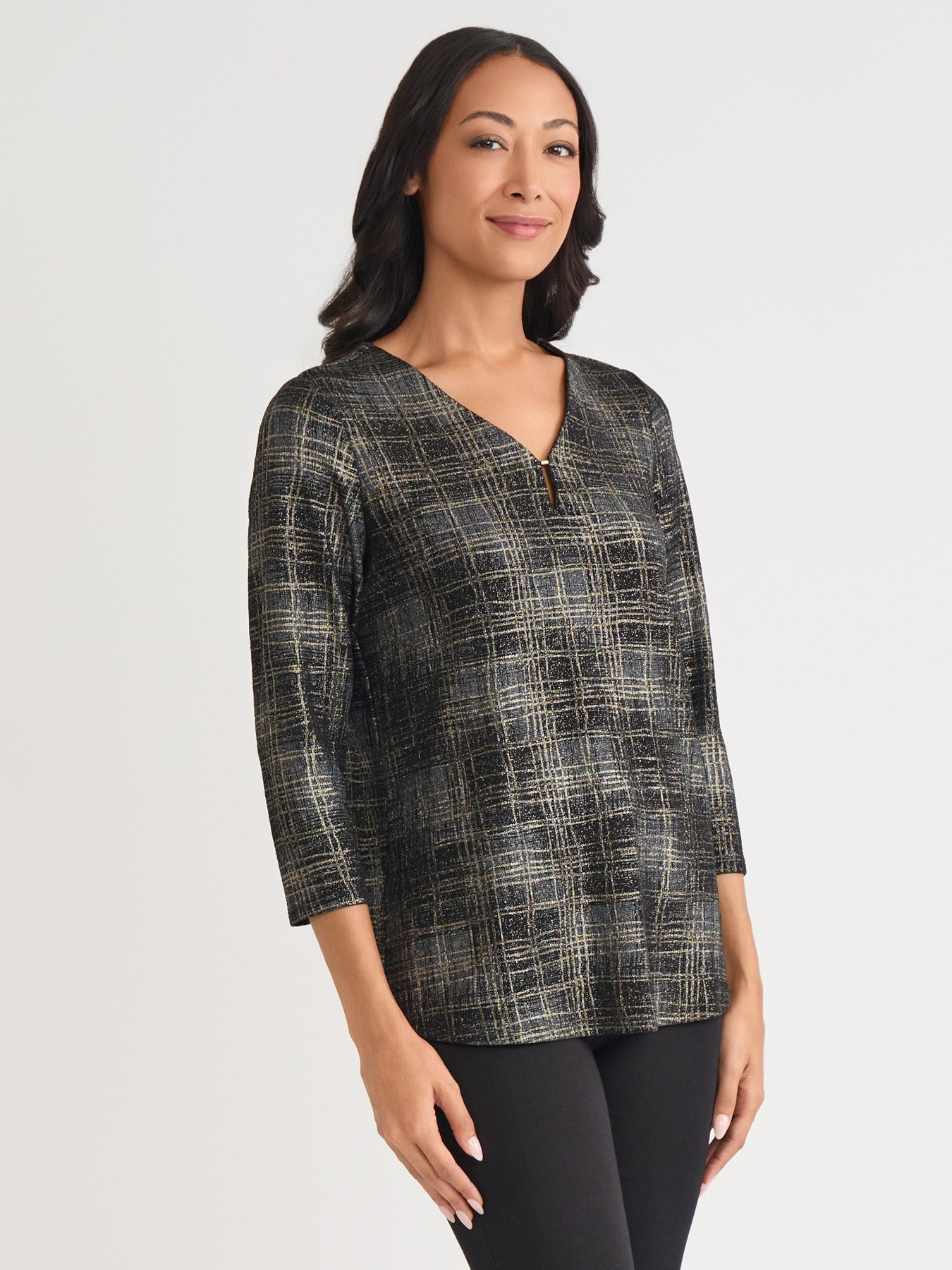 Shimmer Keyhole Neckline Top