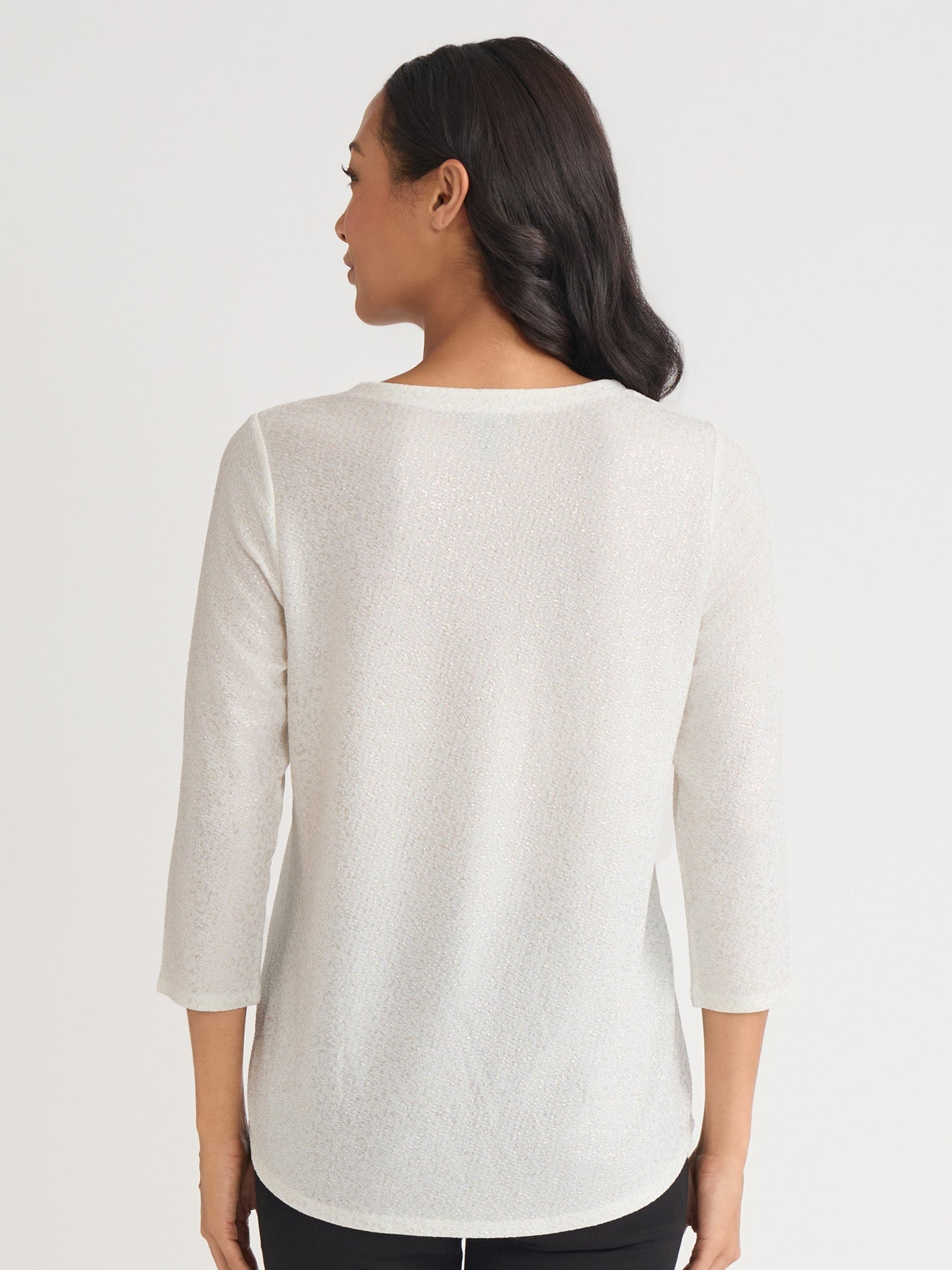Petite Shimmer Keyhole Neckline Top