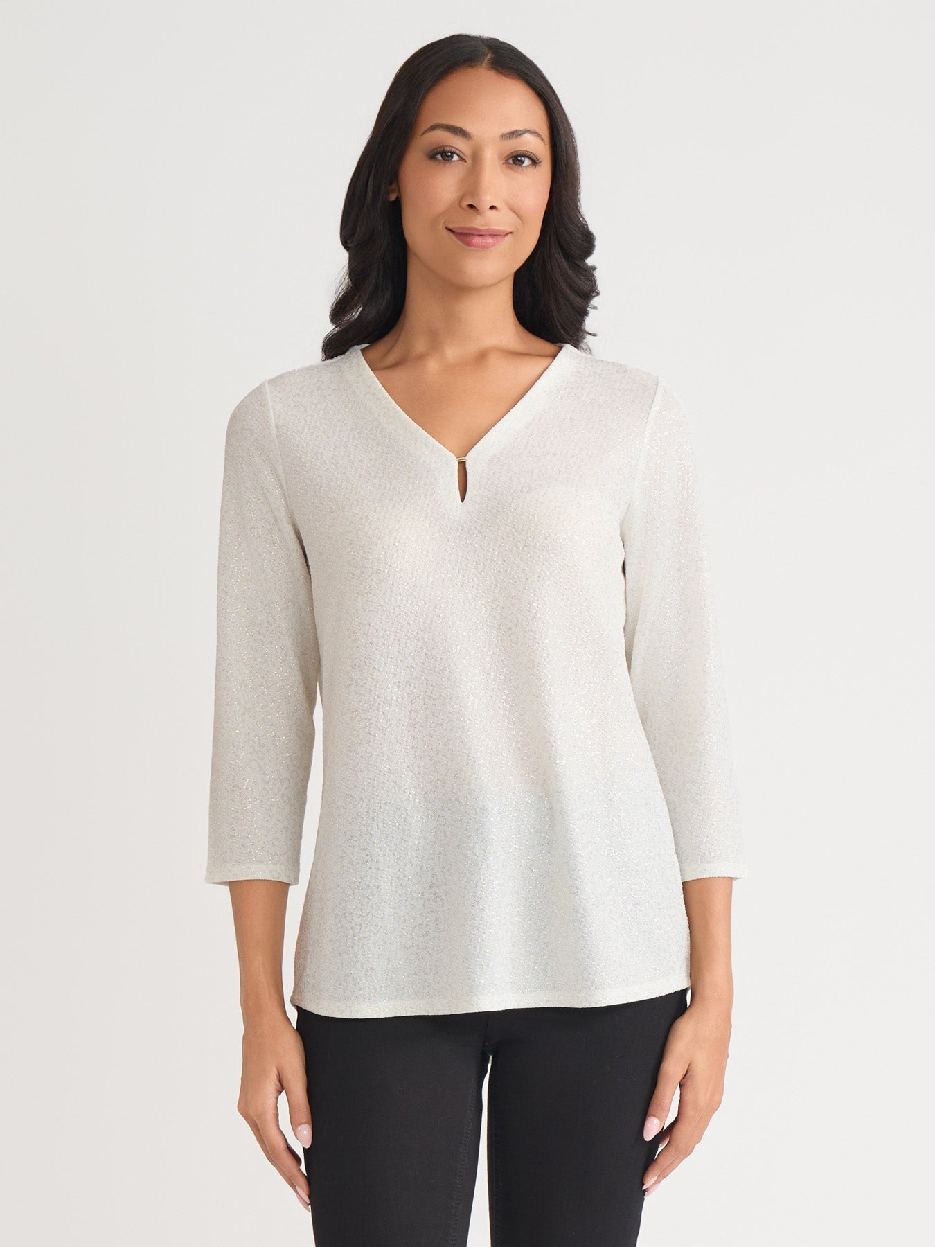 Shimmer Keyhole Neckline Top