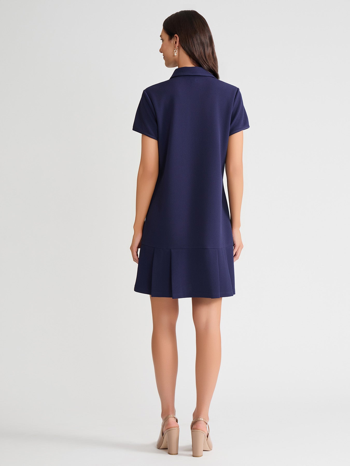 Pleated Short Sleeve Polo Dress
