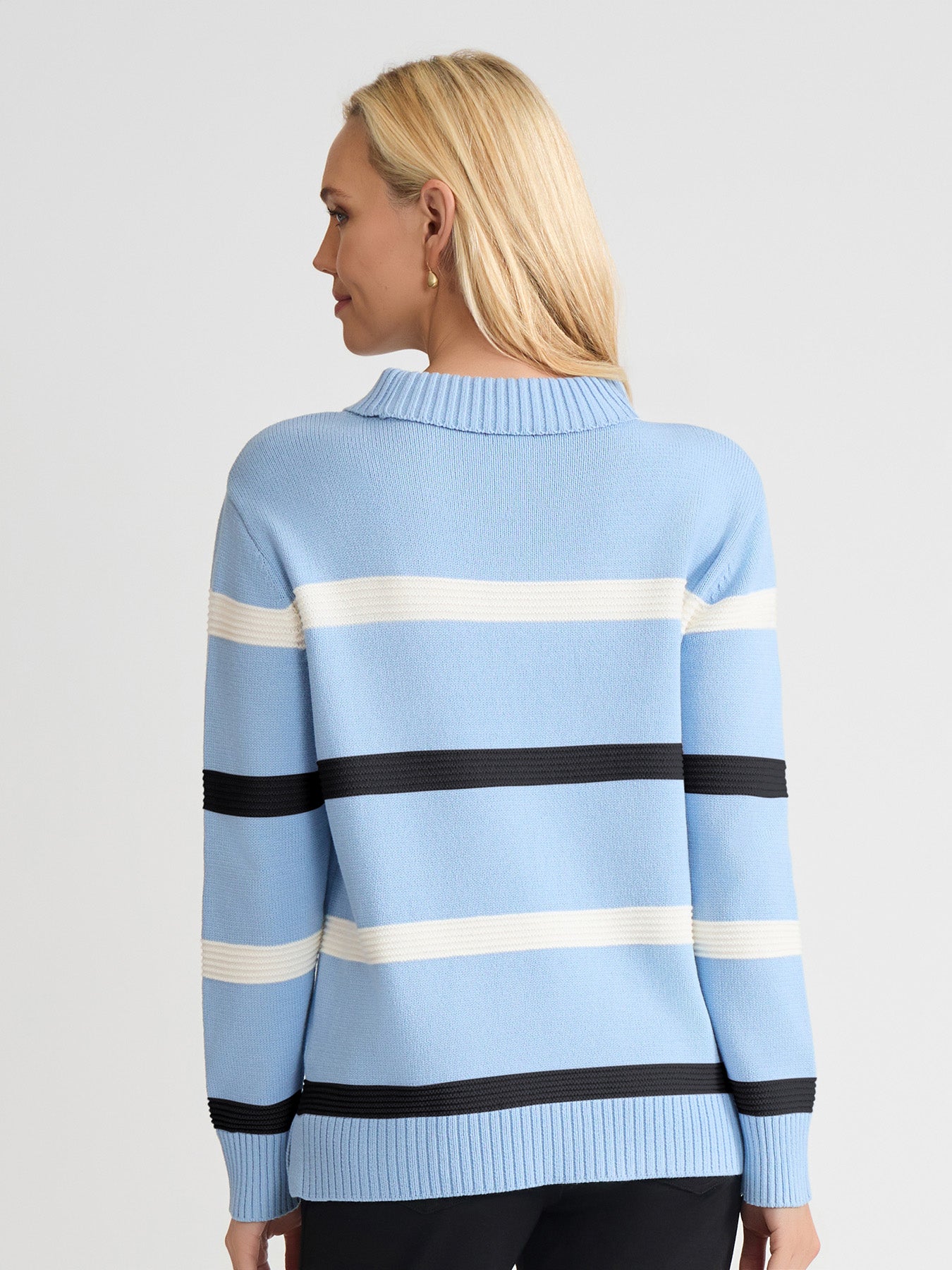 Stripe Folded Mockneck Sweater