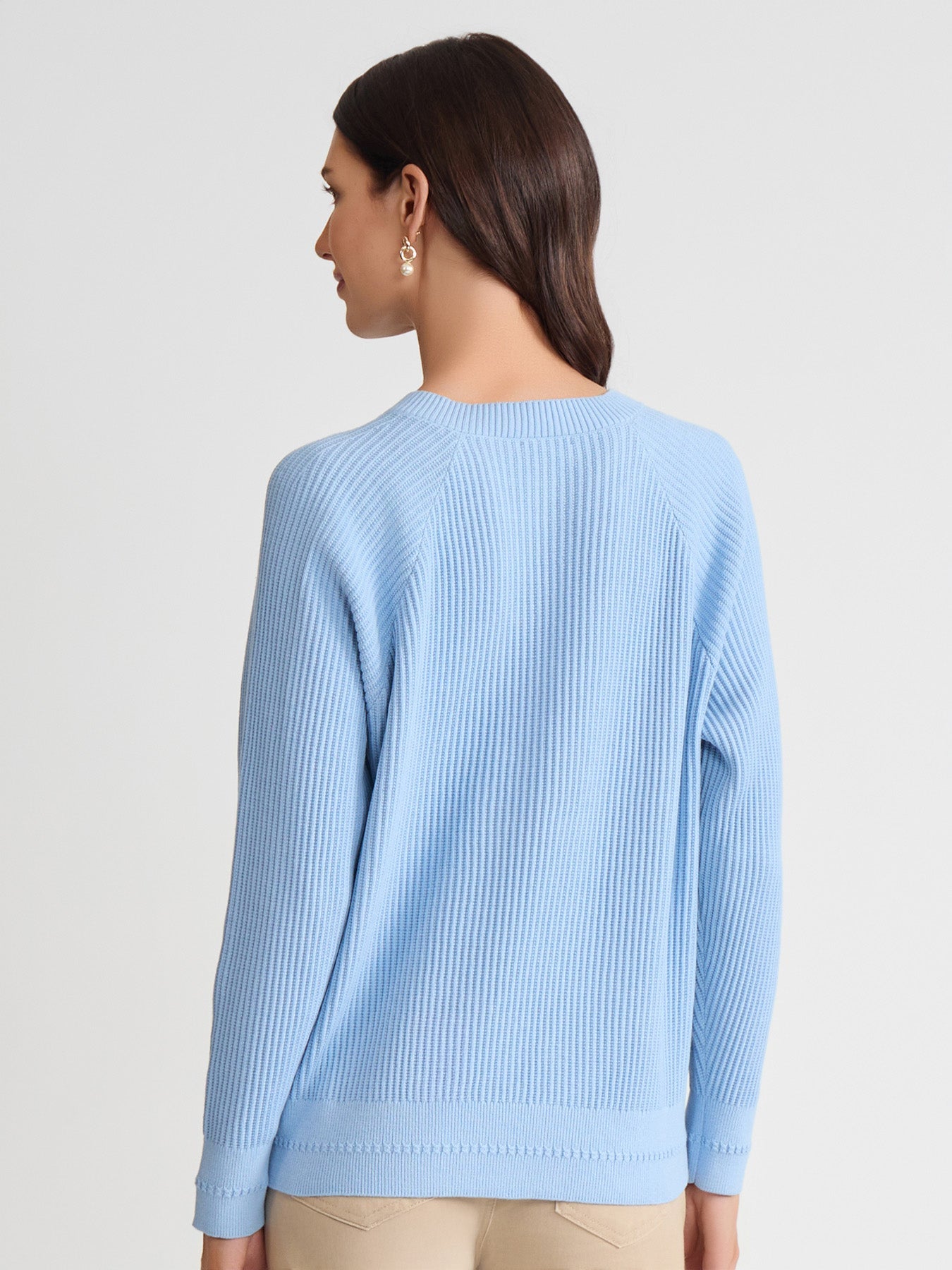Raglan Button Crew Neck Sweater