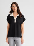 Petite Extended Shoulder Polo Top