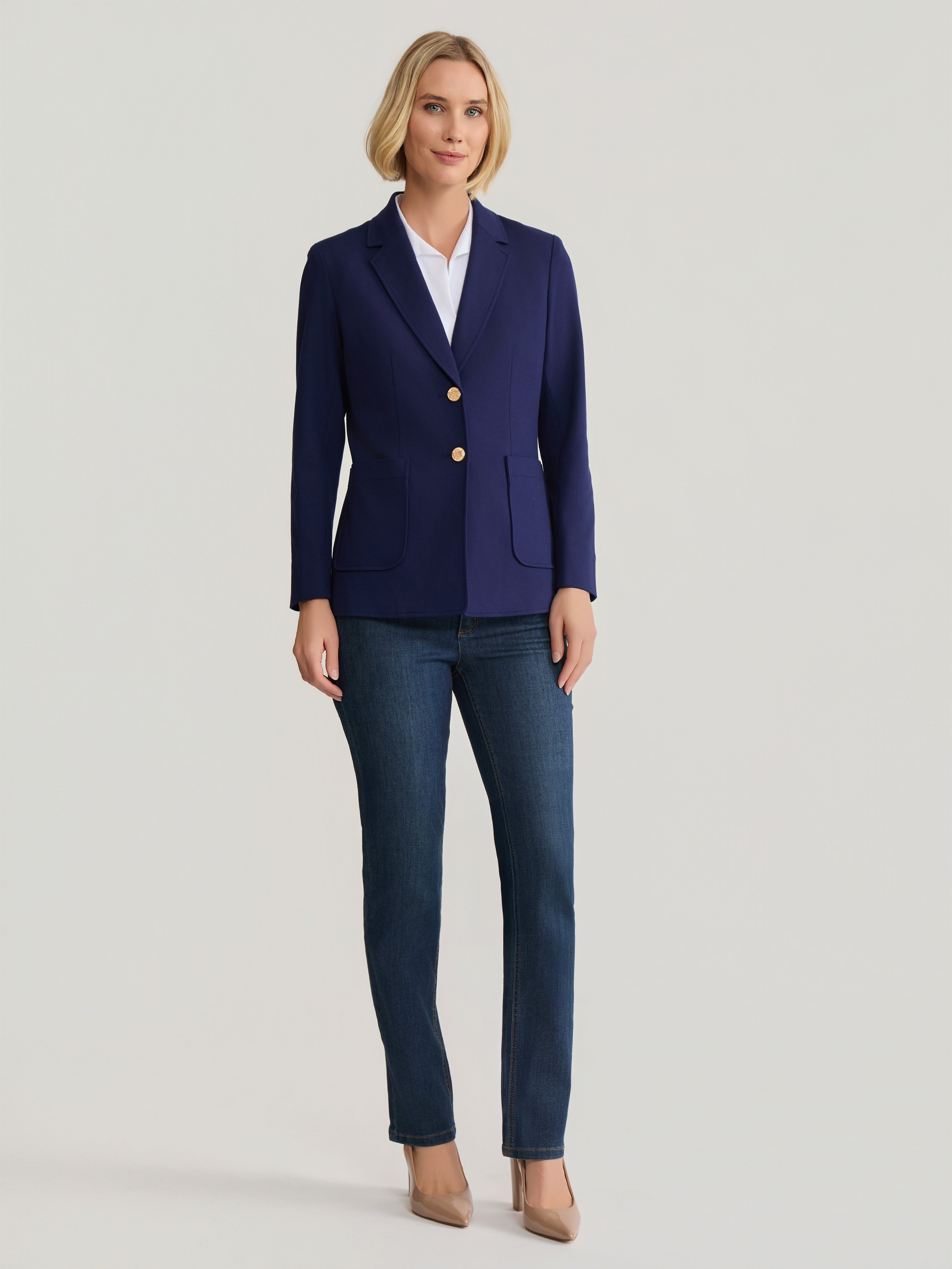Two Button Notch Collar Jacket, Modern Compression