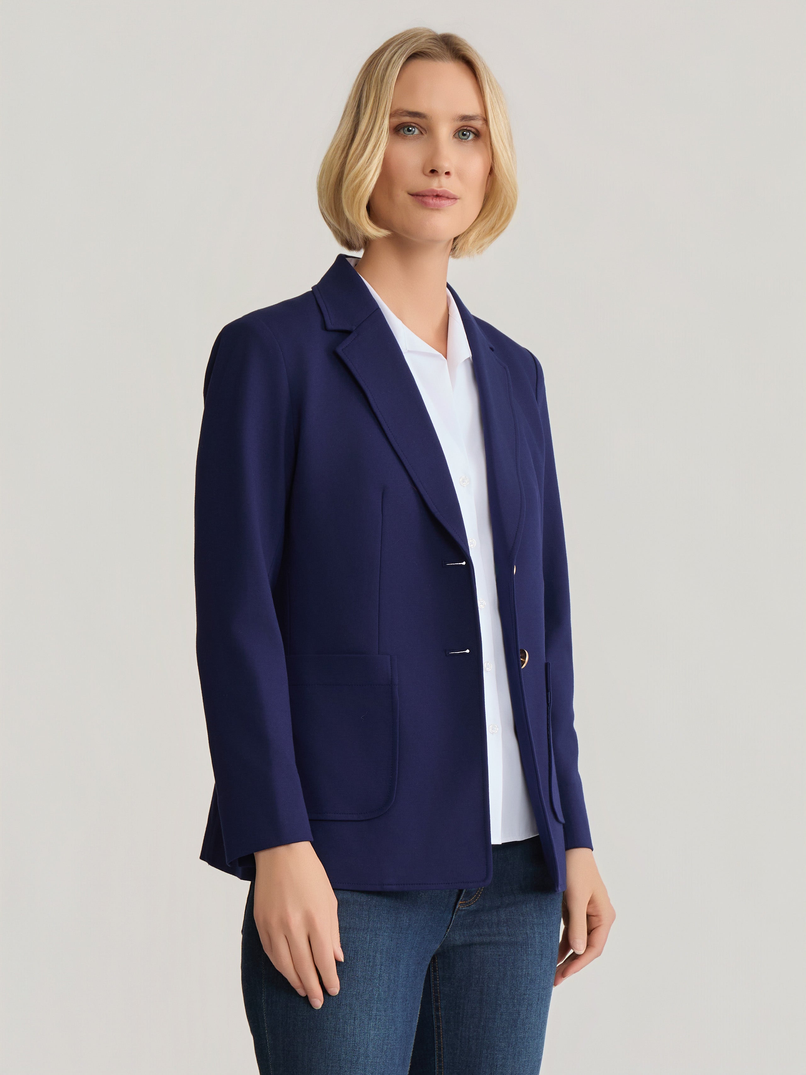 Two Button Notch Collar Jacket, Modern Compression