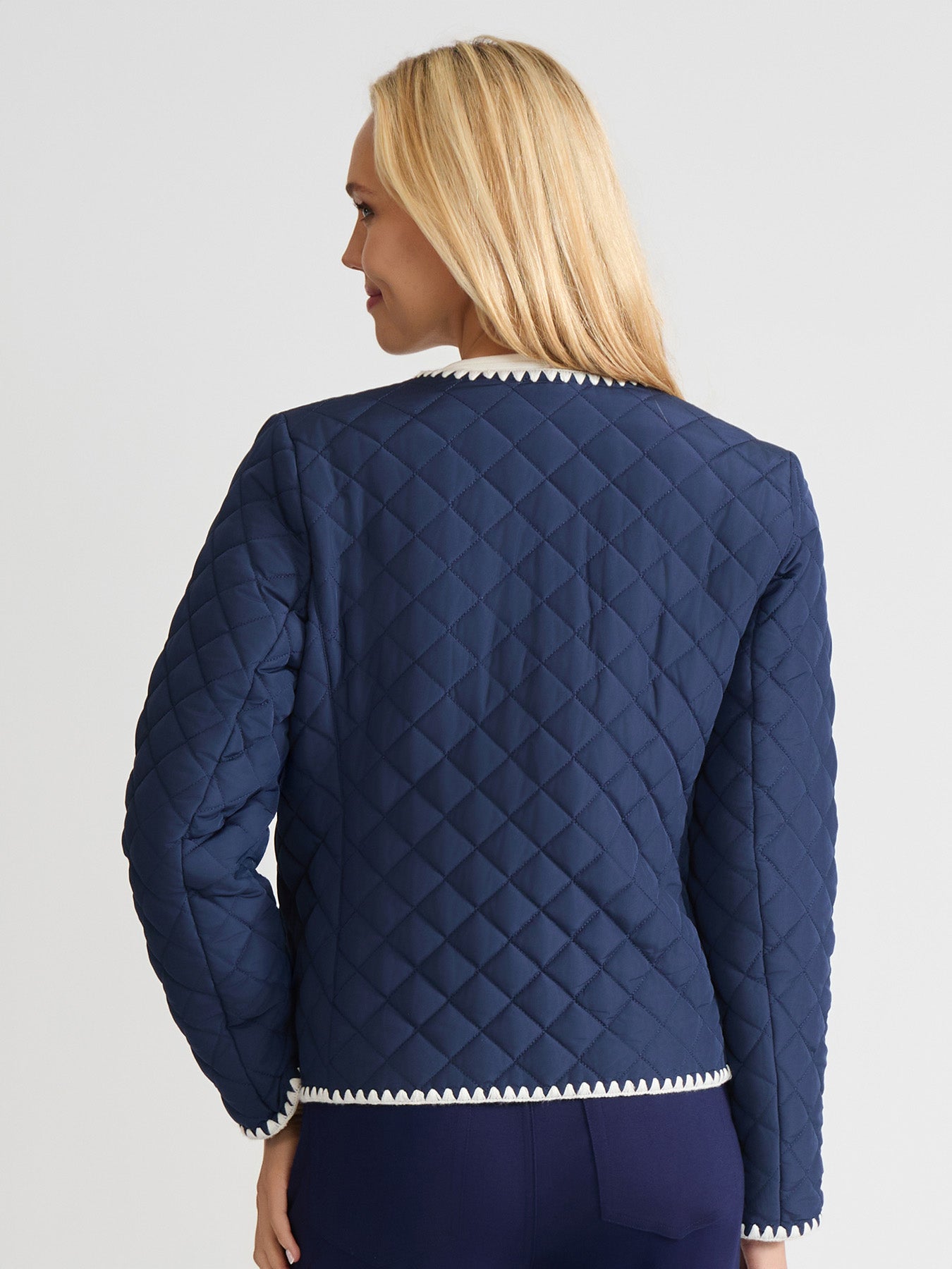 Petite Contrast Trim Quilted Jacket