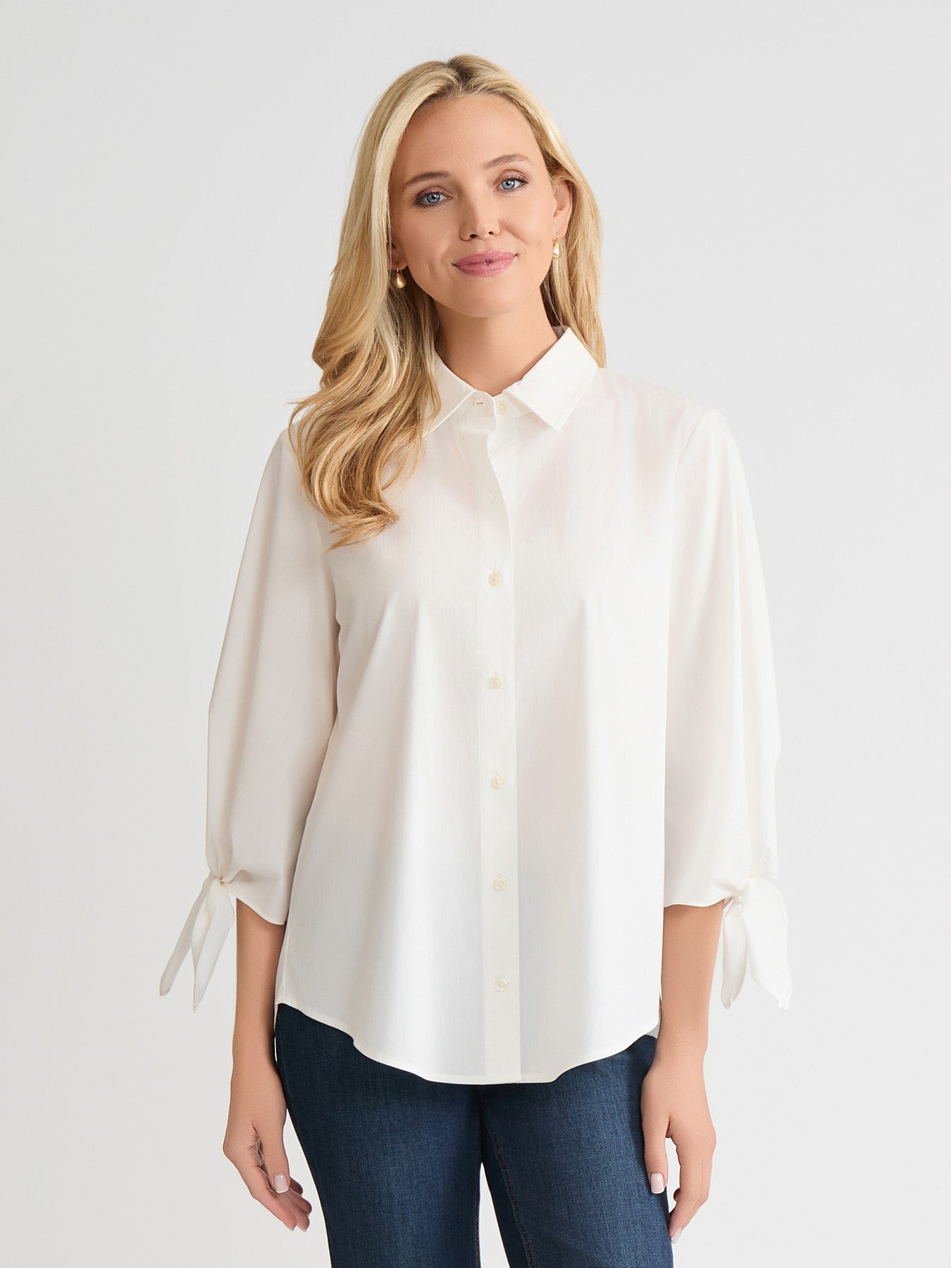Tie Sleeve Button-Front Shirt