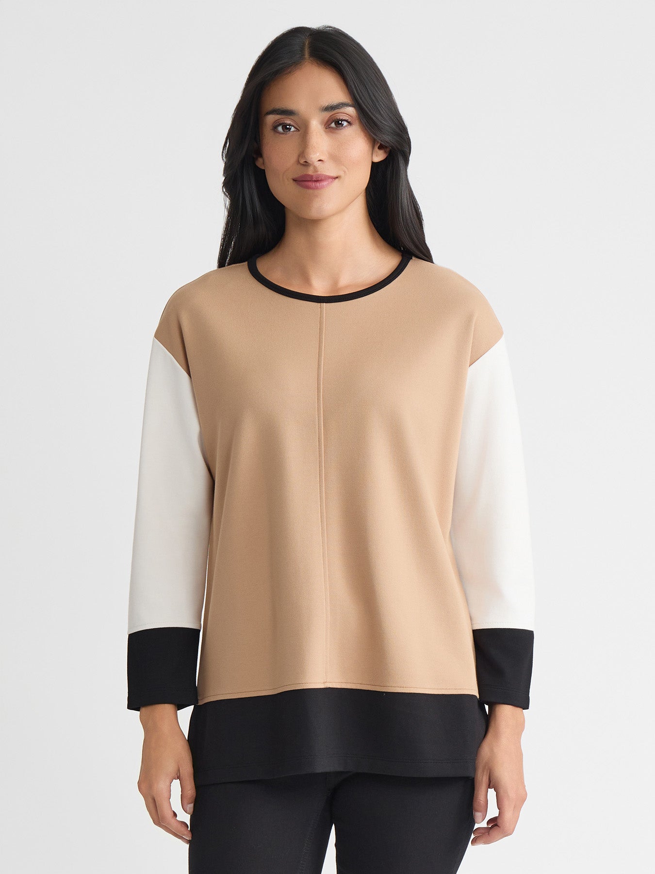 Petite Seam Detail Dolman Tunic, Colorblock