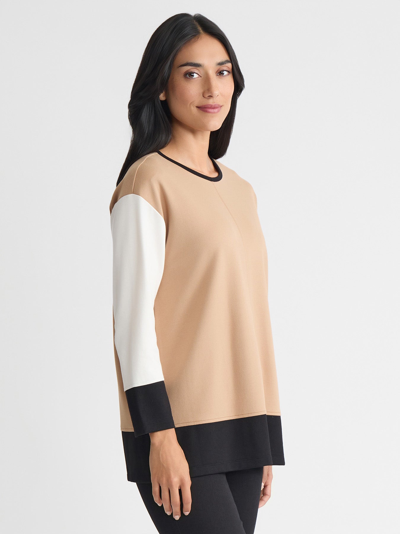 Plus Seam Detail Dolman Tunic, Colorblock