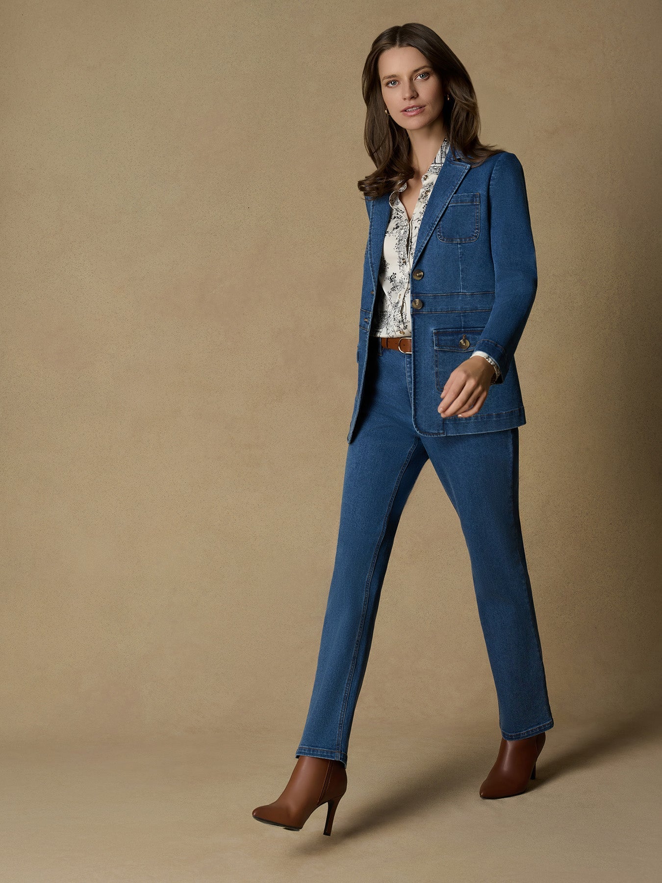 Two Button Denim Blazer, Oasis Wash