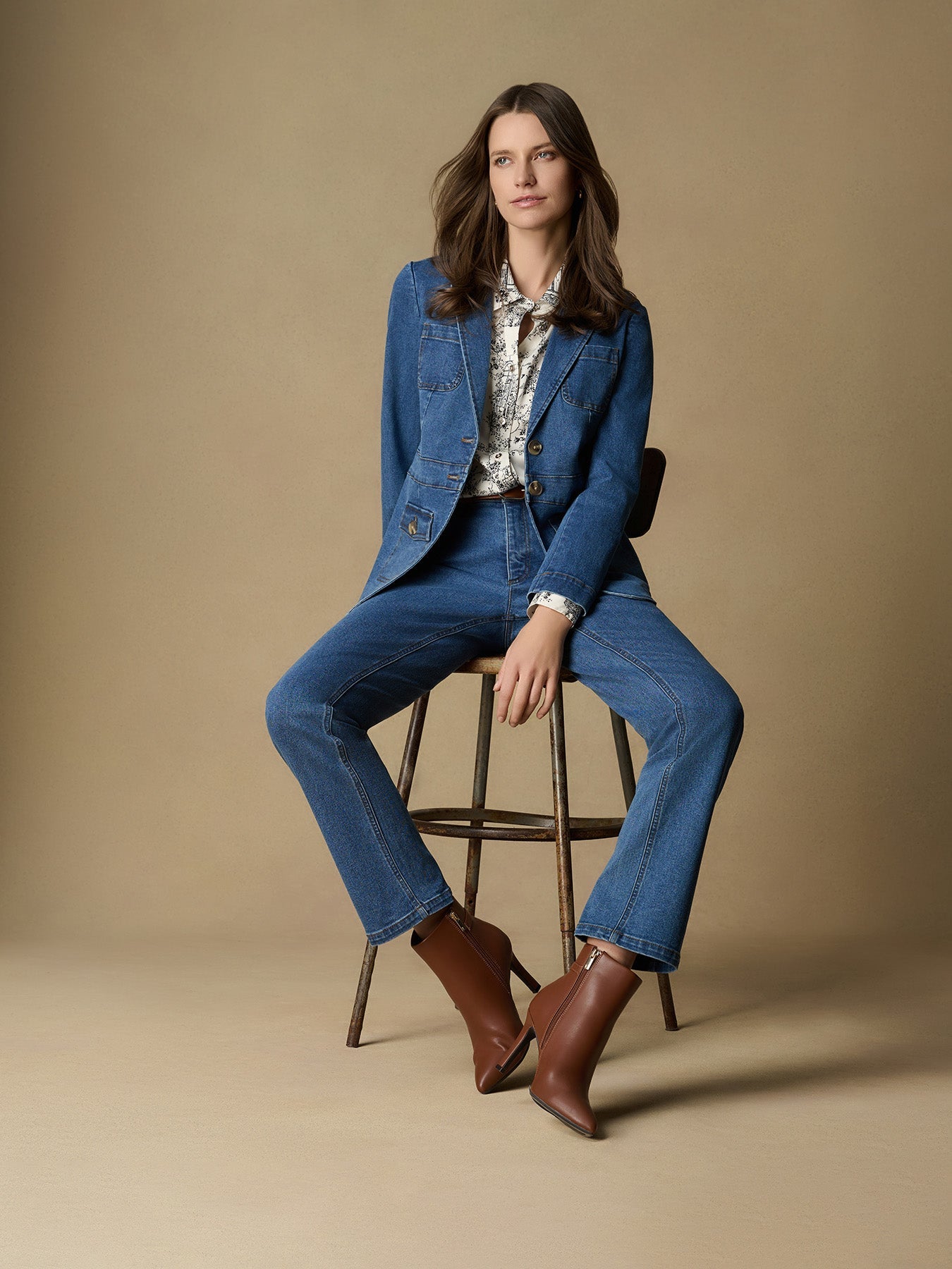 Two Button Denim Blazer, Oasis Wash