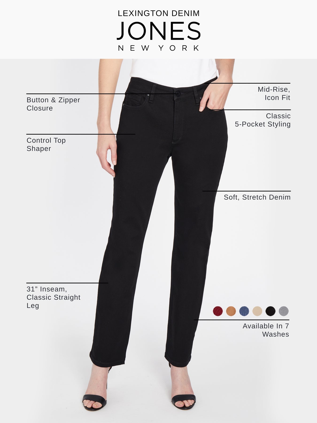 Petite Lexington Straight Leg Jeans, Jones Khaki